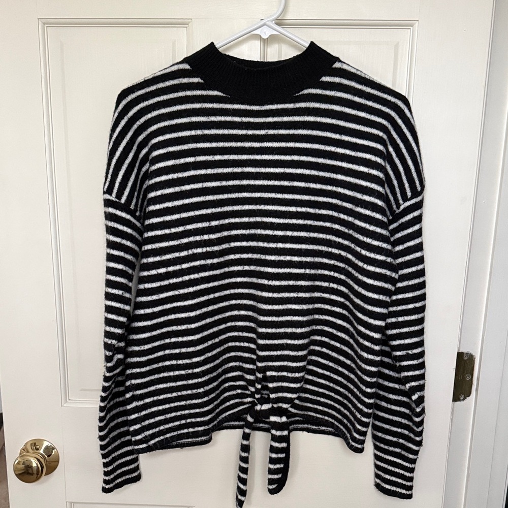 LOFT Black and White Striped Sweater, S/M